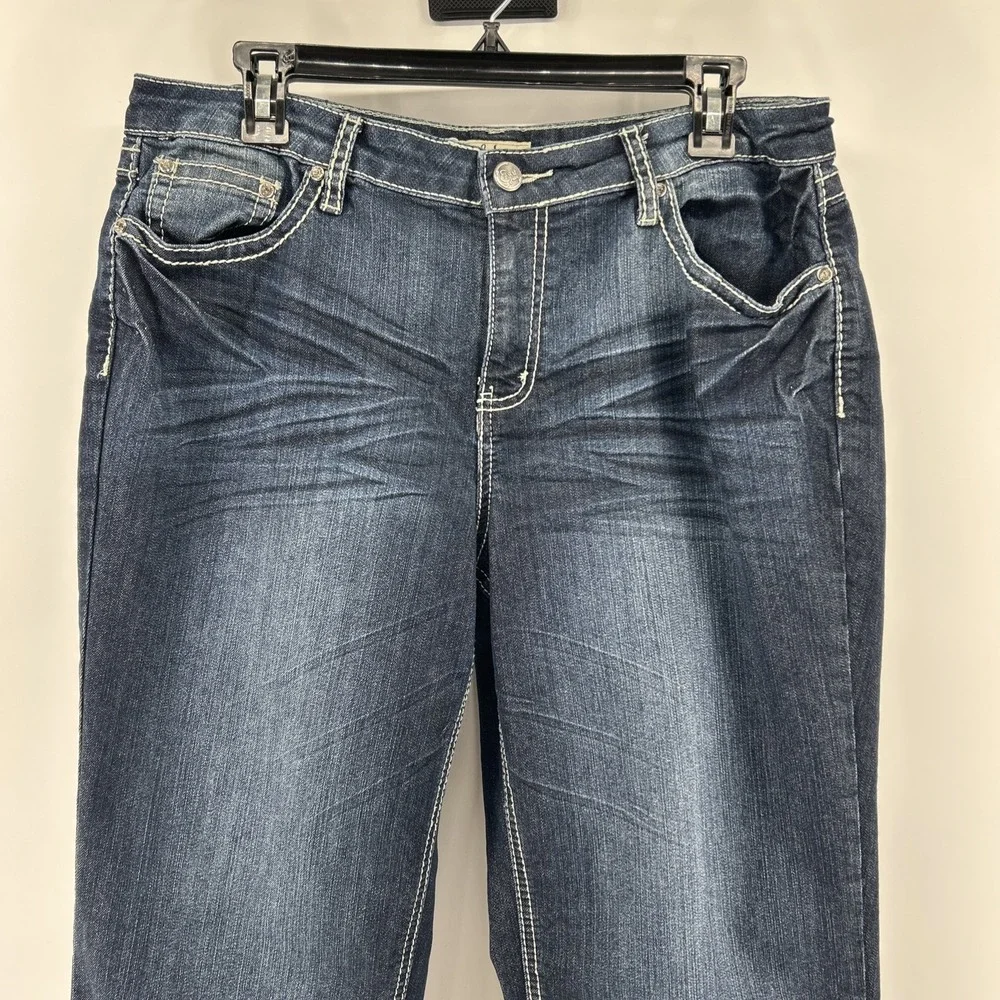 Earl Jean Capris Jeans Women's 14 Blue Denim Stretch Decorative Embellished Y2K - Picture 3 of 12